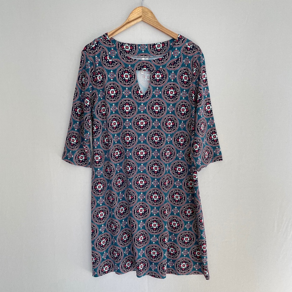 LULU-B Women’s Size XL Medallion Print UPF 50+ Sun Protection Shift Dress